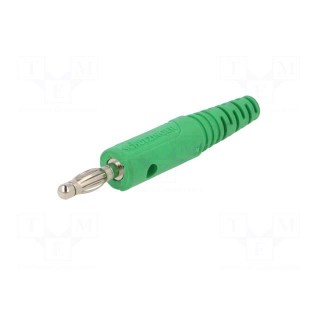 Plug | 4mm banana | 10A | 33VAC | 70VDC | green | Max.wire diam: 2mm