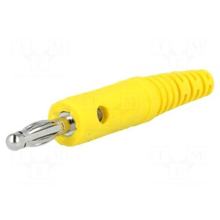 Plug | 4mm banana | 10A | 33VAC | 70VDC | yellow | Max.wire diam: 2mm