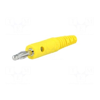 Plug | 4mm banana | 10A | 33VAC | 70VDC | yellow | Max.wire diam: 2mm