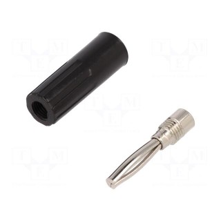 Plug | 4mm banana | 10A | 50VDC | black | non-insulated | for cable