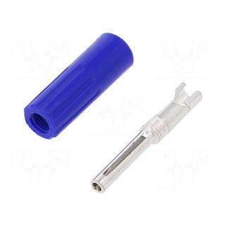 Plug | 4mm banana | 10A | 50VDC | blue | non-insulated | for cable