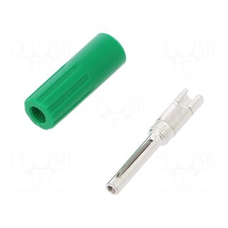Plug | 4mm banana | 10A | 50VDC | green | non-insulated | for cable