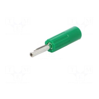 Plug | 4mm banana | 10A | 50VDC | green | non-insulated | for cable