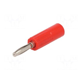 Plug | 4mm banana | 10A | 50VDC | red | non-insulated | for cable | 3.5mm2