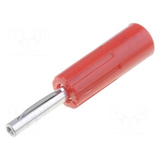 Plug | 4mm banana | 10A | 50VDC | red | non-insulated | for cable | 5.5mm2