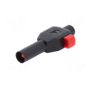 Plug | 4mm banana | 10A | 600V | black | insulated | Connection: crimped