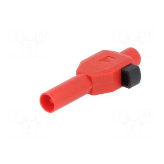 Plug | 4mm banana | 10A | 600V | red | insulated | Plating: nickel plated