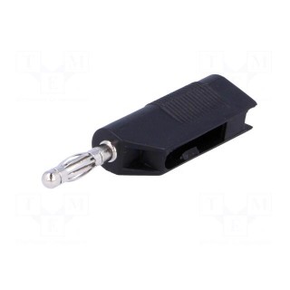 Plug | 4mm banana | 10A | 60VDC | black | Max.wire diam: 4mm | on cable
