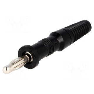 Plug | 4mm banana | 10A | 60VDC | black | non-insulated | on cable