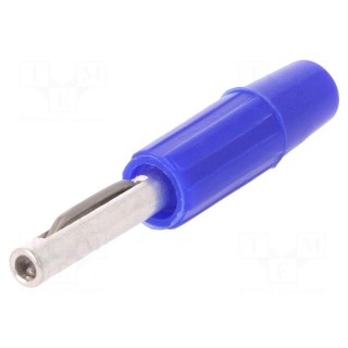 Plug | 4mm banana | 10A | 60VDC | blue | non-insulated | for cable | 10mΩ