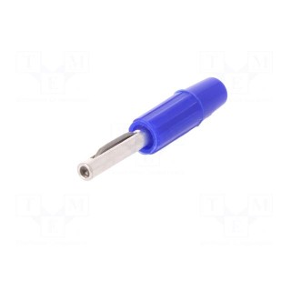 Plug | 4mm banana | 10A | 60VDC | blue | non-insulated | for cable | 10mΩ