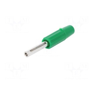 Plug | 4mm banana | 10A | 60VDC | green | non-insulated | for cable | 10mΩ