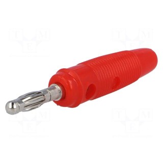 Plug | 4mm banana | 10A | 60VDC | red | Max.wire diam: 4mm