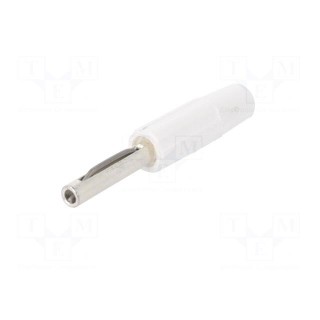 Plug | 4mm banana | 10A | 60VDC | white | non-insulated | for cable | 10mΩ