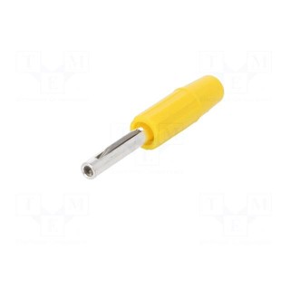Plug | 4mm banana | 10A | 60VDC | yellow | non-insulated | for cable