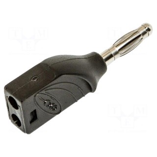 Plug | 4mm banana | 15A | 1kVDC | black | non-insulated | nickel plated