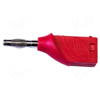 Plug | 4mm banana | 15A | 1kVDC | red | non-insulated | Insulation: nylon