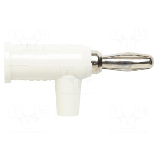 Plug | 4mm banana | 15A | 60VDC | white | non-insulated | 0.8mm2 | brass
