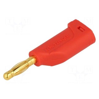 Plug | 4mm banana | 16A | 70VDC | red | Max.wire diam: 4mm | 1mm2