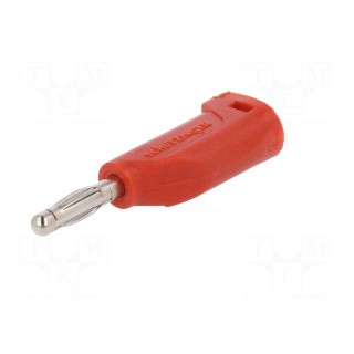 Plug | 4mm banana | 16A | 33VAC | 70VDC | red | Max.wire diam: 4mm | 1mm2