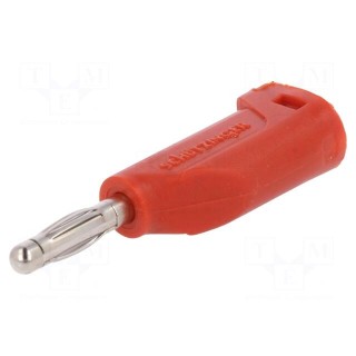 Plug | 4mm banana | 32A | 70VDC | red | Max.wire diam: 4mm | 1mm2