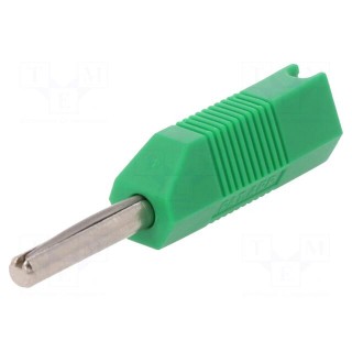 Plug | 4mm banana | 16A | 50VDC | green | for cable | 2.5mm2