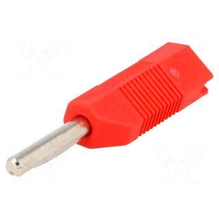 Plug | 4mm banana | 16A | 50VDC | red | for cable | 2.5mm2 | nickel plated