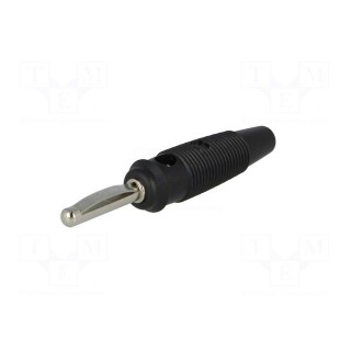 Plug | 4mm banana | 16A | 60VDC | black | 3mΩ | 1.5mm2 | nickel plated