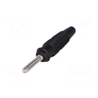Plug | 4mm banana | 16A | 60VDC | black | non-insulated | 3mΩ | 1.5mm2