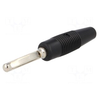Plug | 4mm banana | 16A | 60VDC | black | non-insulated | 3mΩ | 2.5AWG