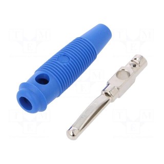 Plug | 4mm banana | 16A | 60VDC | blue | 3mΩ | 1.5mm2 | nickel plated