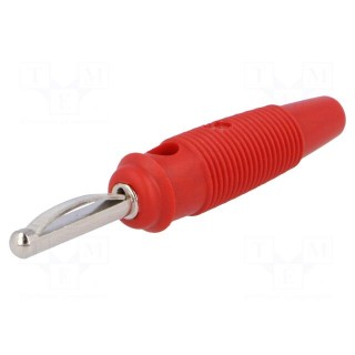 Plug | 4mm banana | 16A | 60VDC | red | 3mΩ | 1.5mm2 | Contacts: brass