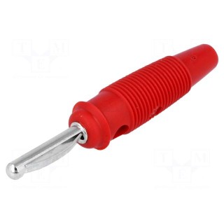Plug | 4mm banana | 16A | 60VDC | red | 3mΩ | 1.5mm2 | nickel plated