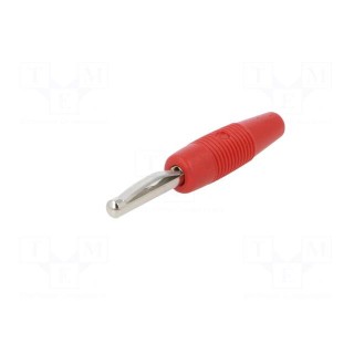 Plug | 4mm banana | 16A | 60VDC | red | non-insulated | 3mΩ | 2.5AWG
