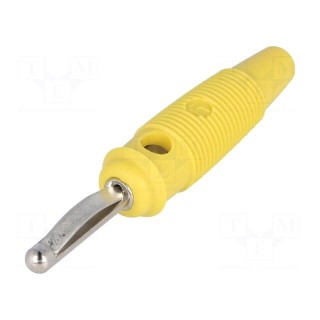 Plug | 4mm banana | 16A | 60VDC | yellow | 3mΩ | 1.5mm2 | Contacts: brass