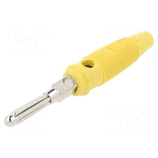 Plug | 4mm banana | 16A | 60VDC | yellow | non-insulated | 3mΩ | 1.5mm2