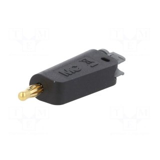 Plug | 4mm banana | 19A | 30VAC | 60VDC | black | gold-plated | 1mm2