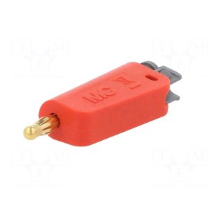 Plug | 4mm banana | 19A | 30VAC | 60VDC | red | gold-plated | 1mm2