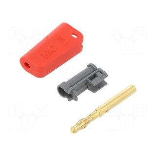 Plug | 4mm banana | 19A | 30VAC | 60VDC | red | gold-plated | 1mm2