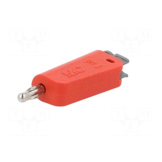 Plug | 4mm banana | 19A | 30VAC | 60VDC | red | nickel plated | 1mm2