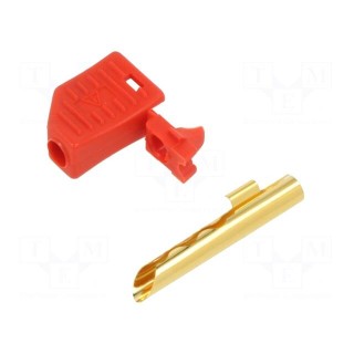 Plug | 4mm banana | 19A | 30VAC | 60VDC | red | non-insulated | 1mm2