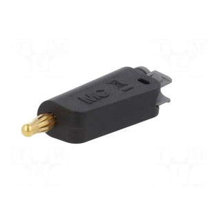 Plug | 4mm banana | 19A | black | gold-plated | on cable