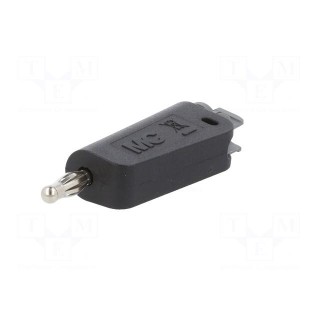 Plug | 4mm banana | 19A | black | nickel plated | on cable