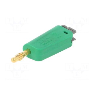 Plug | 4mm banana | 19A | green | gold-plated | on cable