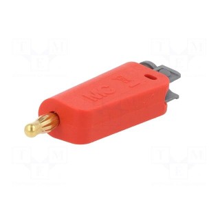 Plug | 4mm banana | 19A | red | non-insulated,with 4mm axial socket