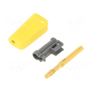 Plug | 4mm banana | 19A | yellow | gold-plated | on cable