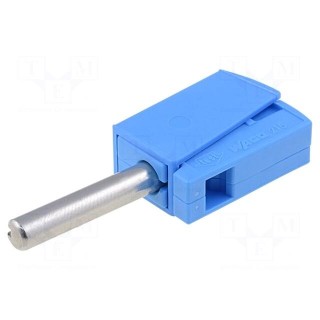 Plug | 4mm banana | 20A | 42V | blue | non-insulated | 40mm | 3.86g