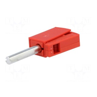 Plug | 4mm banana | 20A | 42V | red | non-insulated | 40mm | 3.86g