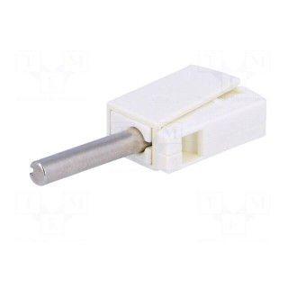 Plug | 4mm banana | 20A | 42V | white | non-insulated | 40mm | 3.86g