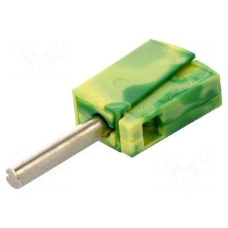 Plug | 4mm banana | 20A | 42V | yellow-green | non-insulated | 40mm